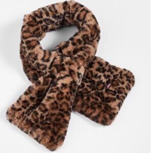 Apparis NWT Jasper Plush Leopard Print Black Brown Faux Fur Thread Through Scarf